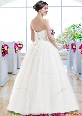 Wonderful A Line One Shoulder Wedding Dresses with Appliques