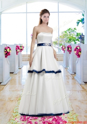Classical A Line Strapless Bridal Gowns with Belt