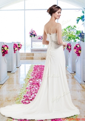 Elegant Strapless Appliques Wedding Dresses with Court Train