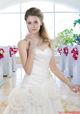 Fashionable Hand Made Flowers Bridal Gowns with Sweetheart