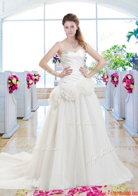 Fashionable Hand Made Flowers Bridal Gowns with Sweetheart