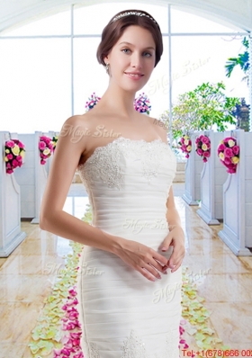 Hot Sale Mermaid Strapless Wedding Dresses with Ruffles
