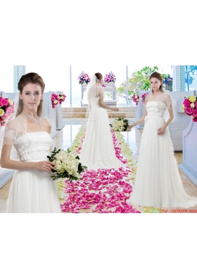 Latest Empire Appliques Bridal Gowns with Brush Train