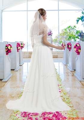 Latest Empire Appliques Bridal Gowns with Brush Train