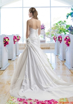 Romantic Mermaid One Shoulder Bridal Gowns with Court Train