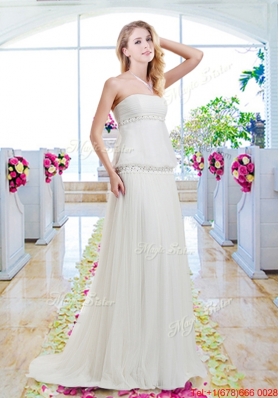 Simple Empire Wedding Gowns with Appliques
