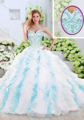 2016 Popular Beading and Ruffles Quinceanera Dresses with Brush Train