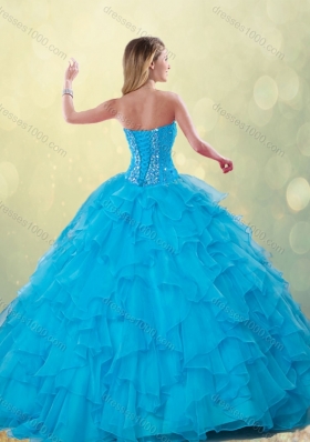 Beautiful Beading Detachable Quinceanera Dresses in Aqua Blue