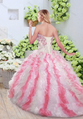 Fashionable Brush Train Quinceanera Gowns with Beading and Ruffles