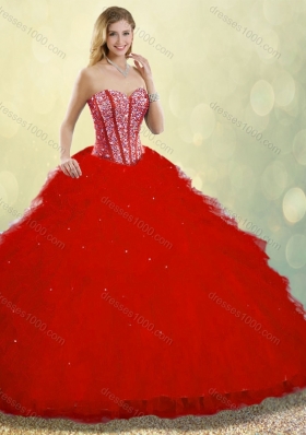 Hot Sale Red Detachable Sweet 16 Dresses with Ruffles and Beading