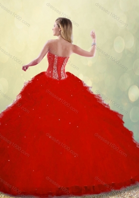 Hot Sale Red Detachable Sweet 16 Dresses with Ruffles and Beading