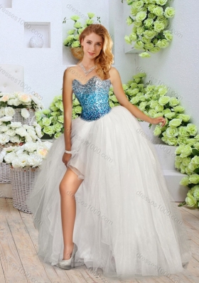 2016 Romantic Sweetheart High Slit Detachable Quinceanera Dresses