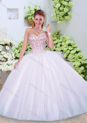 Luxurious Sweetheart Beading Quinceanera Dresses in White