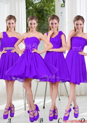2016 Fall A Line Bowknot Bridesmaid Dresses in Purple