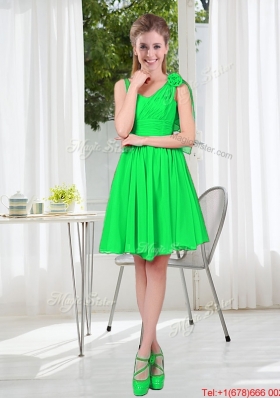 Elegant A Line Straps Green Dama Dresses with Hand Made Flowers
