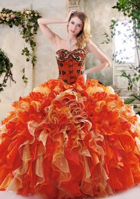 Perfect Multi Color Quinceanera Gowns with Beading and Ruffles