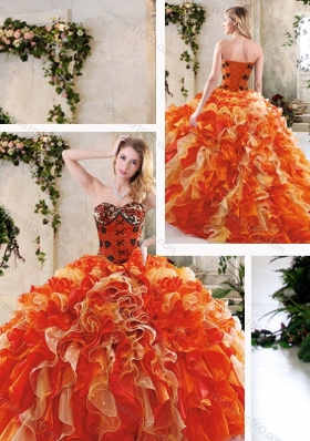 Perfect Multi Color Quinceanera Gowns with Beading and Ruffles