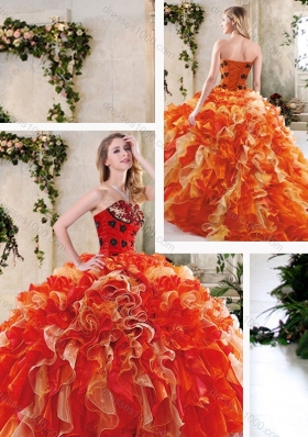 Perfect Multi Color Quinceanera Gowns with Beading and Ruffles