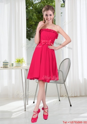 Romantic A Line Bowknot Bridesmaid Dresses in Chiffon