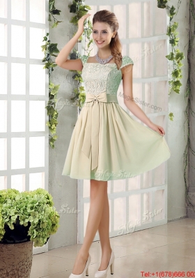 2016 Spring A Line Square Prom Dresses with Bowknot