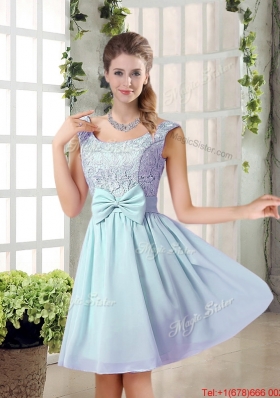 A Line Straps Bowknot Short Dama Dresses with Bowknot
