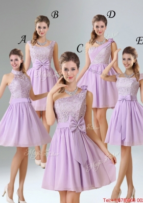 High Neck Lilac A Line Lace Prom Dress Chiffon for 2015