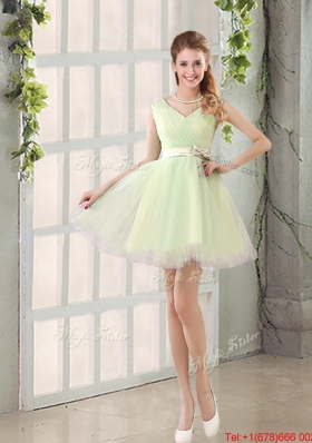 2016 Fall A Line Strapless Short Bridesmaid Dresses with Ruching