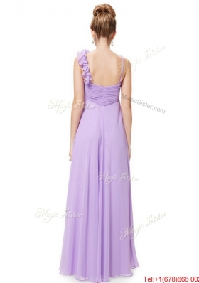 2016 New Style Straps Lavender Prom Dresses with Ruching