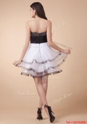 Beautiful Sequined White and Black Prom Dresses with Mini Length