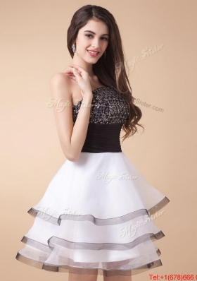 Beautiful Sequined White and Black Prom Dresses with Mini Length