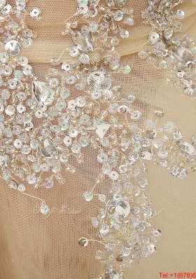 Elegant Champagne One Shoulder Prom Dresses with Side Zipper for 2016