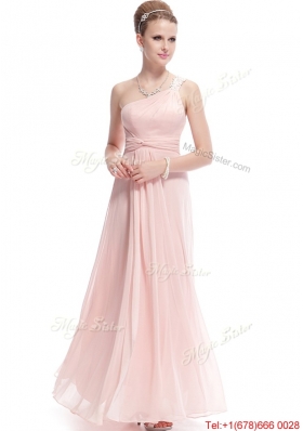 Fashionable Beaded Side Zipper Prom Dresses in Baby Pink