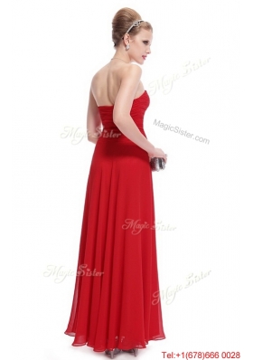 Gorgeous Sweetheart Ruched Red Prom Dresses with Appliques