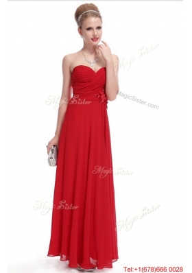 Gorgeous Sweetheart Ruched Red Prom Dresses with Appliques