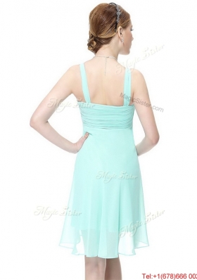 New Style Short Hand Made Flowers Prom Dresses with Straps