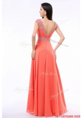 Perfect 2016 Straps Beaded Prom Dresses with Cap Sleeves