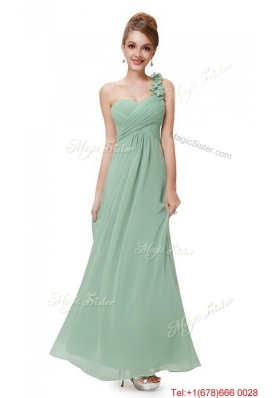 Perfect One Shoulder Prom Dresses with Hand Made Flowers