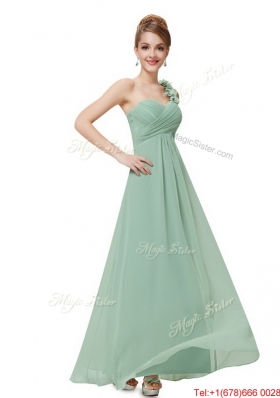 Perfect One Shoulder Prom Dresses with Hand Made Flowers