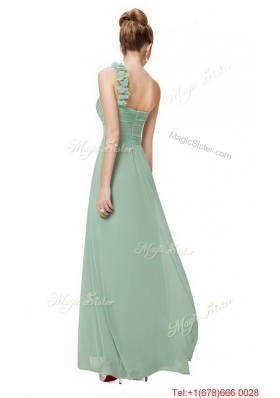 Perfect One Shoulder Prom Dresses with Hand Made Flowers