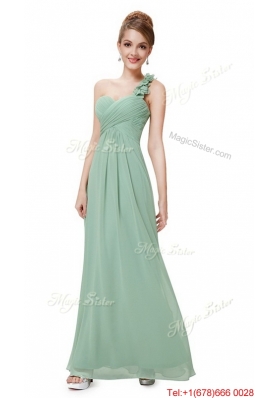 Perfect One Shoulder Prom Dresses with Hand Made Flowers