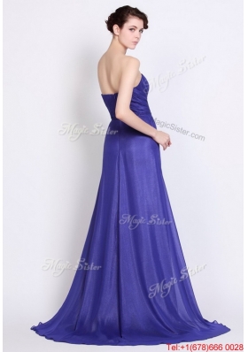 Perfect Sweetheart High Slit Prom Dresses in Royal Blue