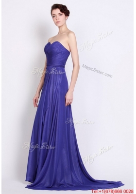 Perfect Sweetheart High Slit Prom Dresses in Royal Blue