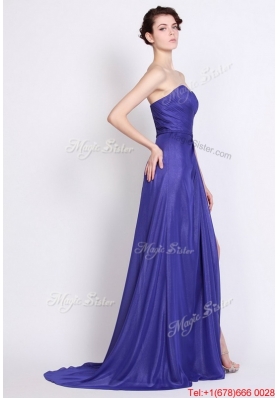 Perfect Sweetheart High Slit Prom Dresses in Royal Blue