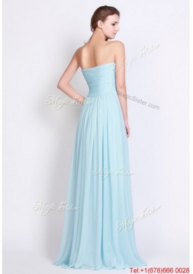 Popular Light Blue Brush Train Prom Dresses with Side Zipper