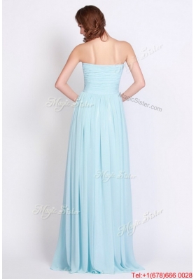 Popular Light Blue Brush Train Prom Dresses with Side Zipper