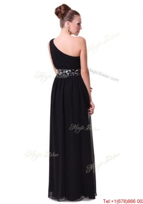 Pretty One Shoulder Sequined Prom Dresses in Black