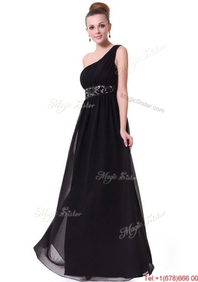 Pretty One Shoulder Sequined Prom Dresses in Black