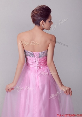 Pretty Princess Sweetheart Rose Pink Prom Dresses with Brush Train