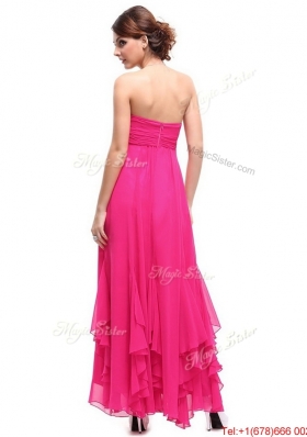 2016 Beautiful Ankle Length Hot Pink Prom Dresses with Beading