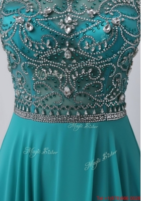 Beautiful Bateau Floor Length Prom Dresses with Beading